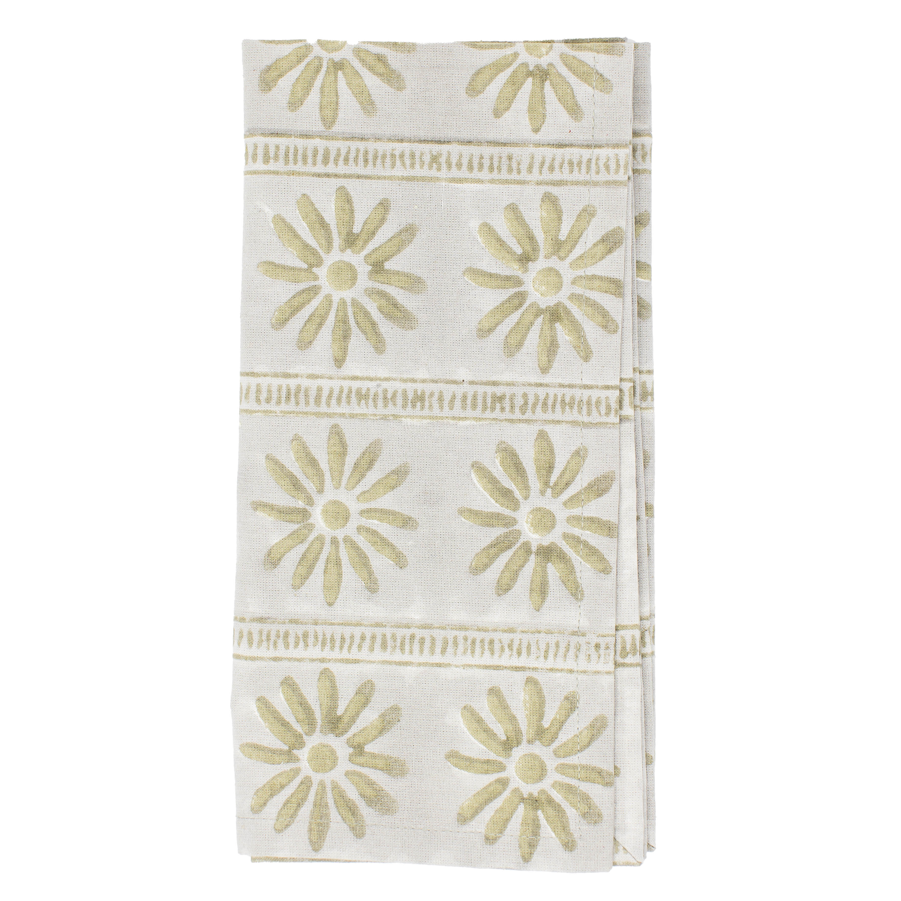 THE GREEN FLORAL AND LADDER NAPKIN SET