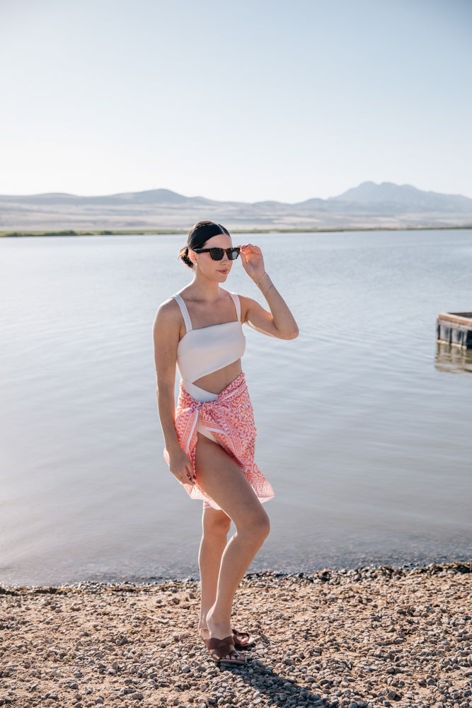 THE TANGERINE GEOMETRIC SARONG